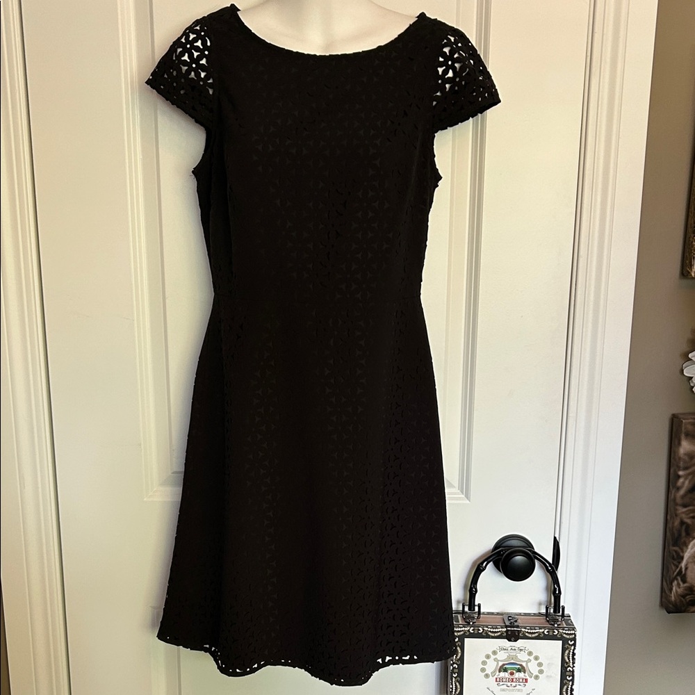 J. Crew Elegant Black Eyelet Mini Dress